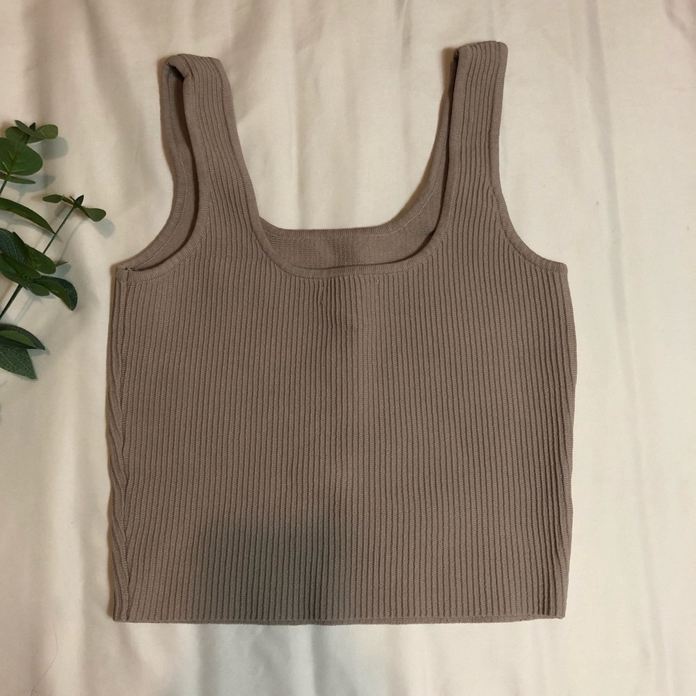 Pacsun LA hearts ribbed square neck tank top, Nude blush beige, small